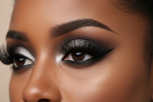 Black woman voluminous cluster lashes
