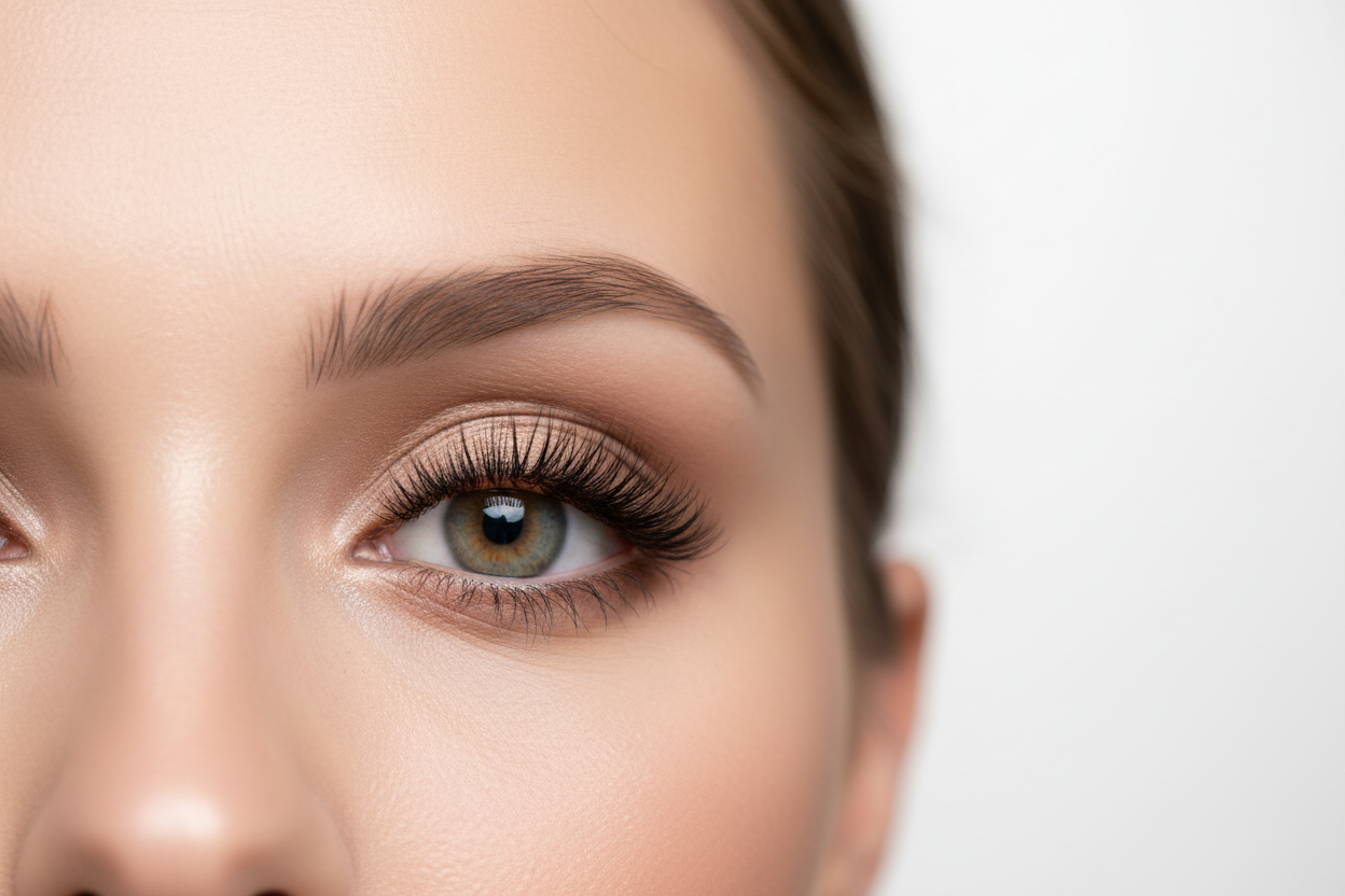 White woman natural individual lashes